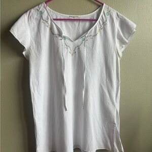 Embroidered White Women's Top